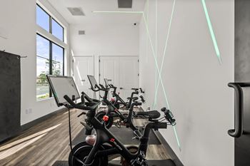 Spin room with peloton bikes